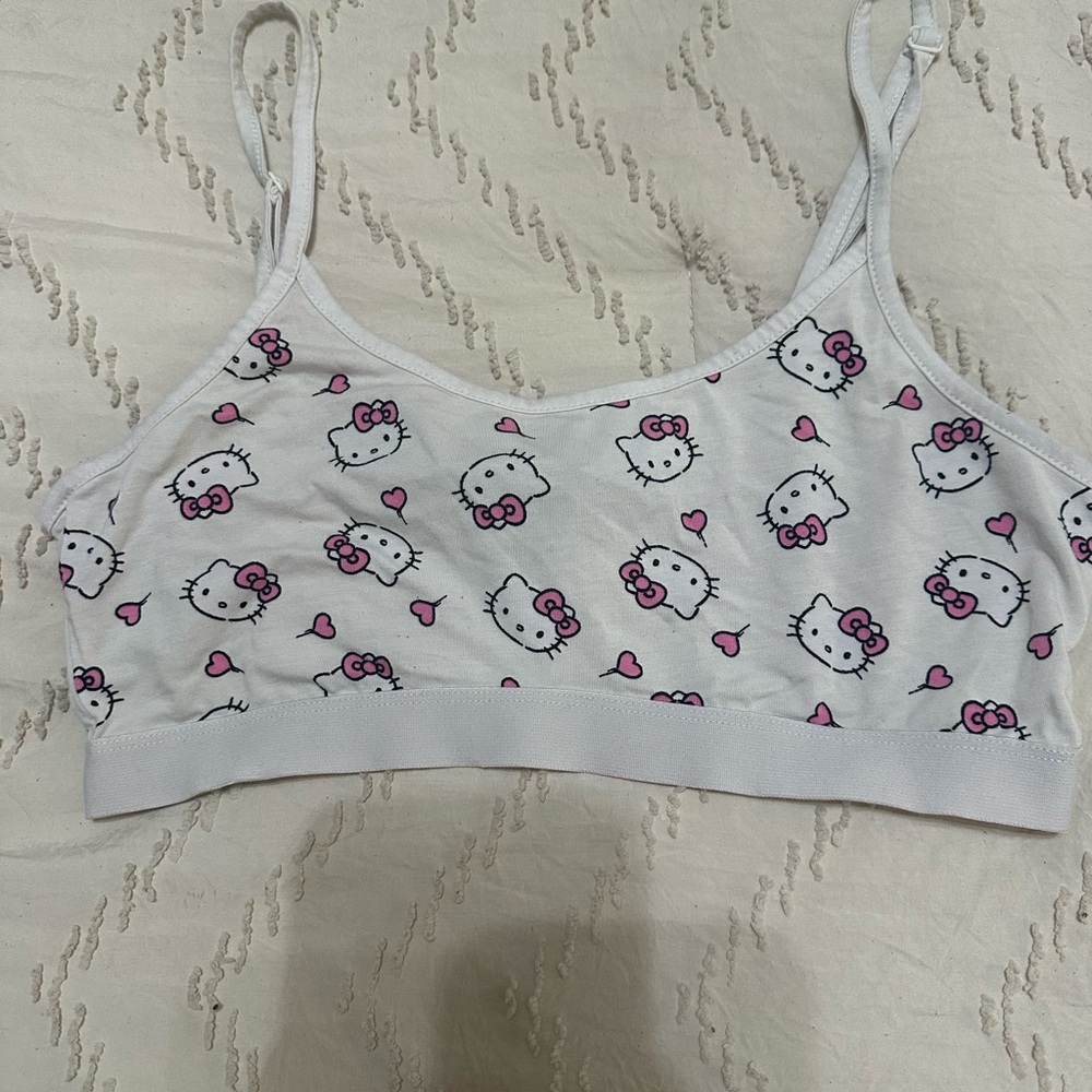 Forever 21 White Hello Kitty Cotton Bralette with Pink Accents